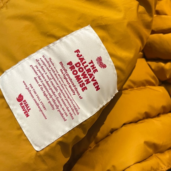 Fjallraven Greenland Down Liner Puffer Jacket - Men's Size S - Yellow Orange - Picture 12 of 16